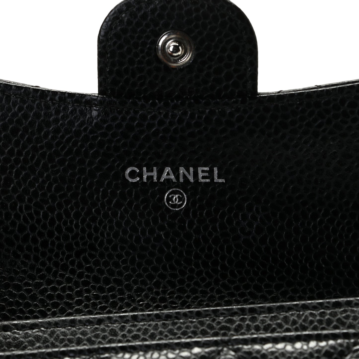 Caviar Quilted Flap Card Holder Black