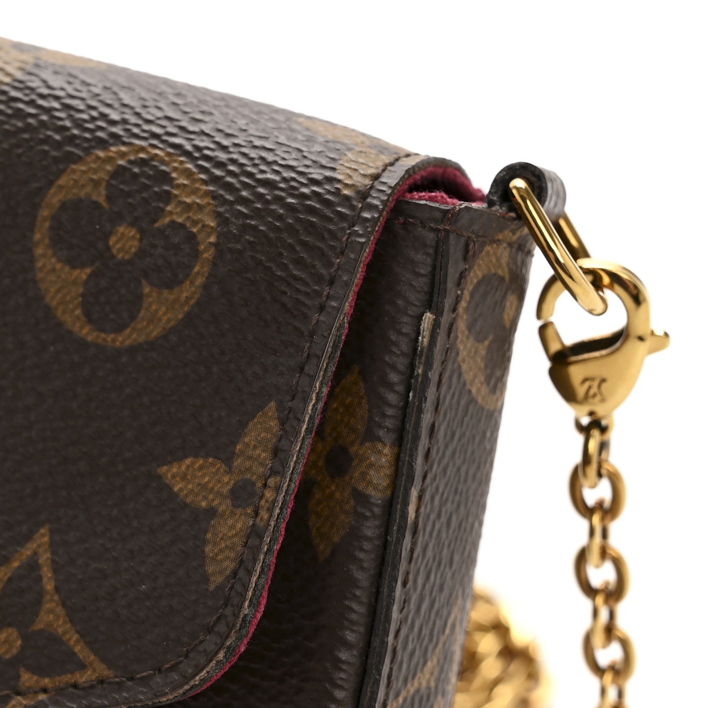 Monogram Pochette Felicie Chain Wallet Fuchsia