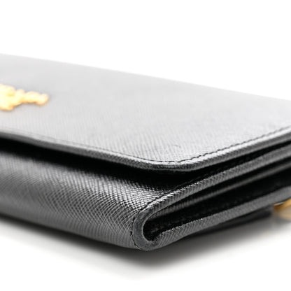Prada Saffiano Metal Continental Flap Wallet Black 8 of 9
