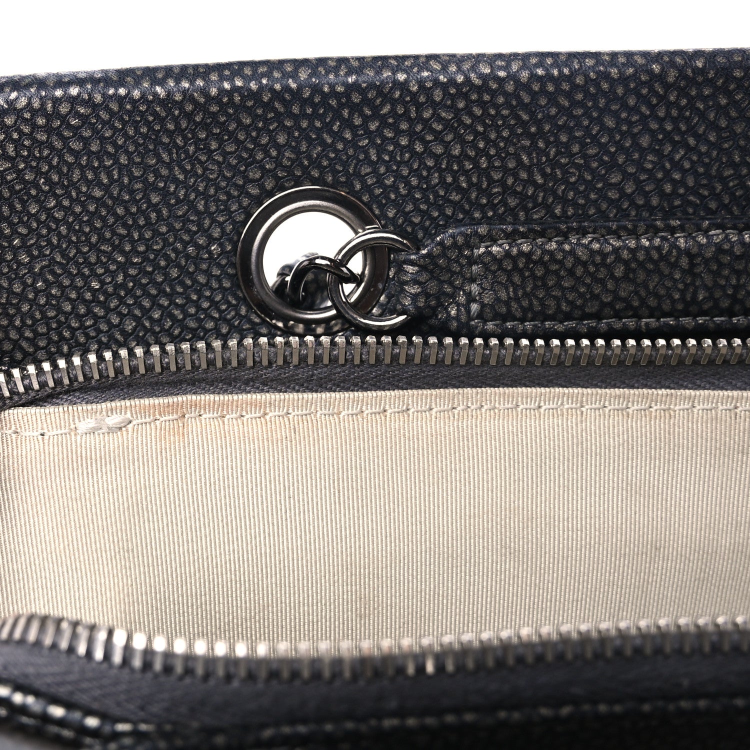 Chanel Metallic Caviar Quilted CC Tote Dark Silver 12 of 15