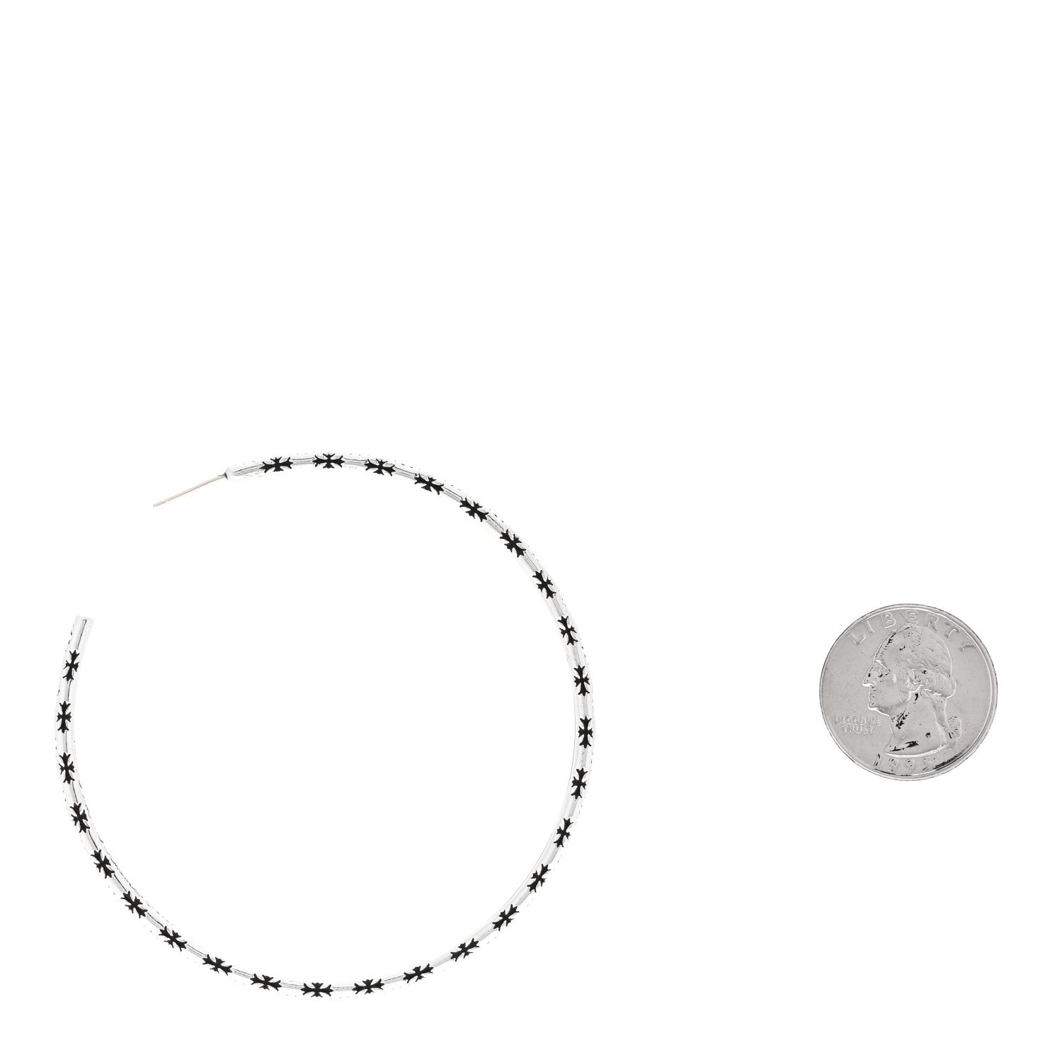 Chrome Hearts Sterling Silver Tiny Cross Hoop Single Earring 2 of 4