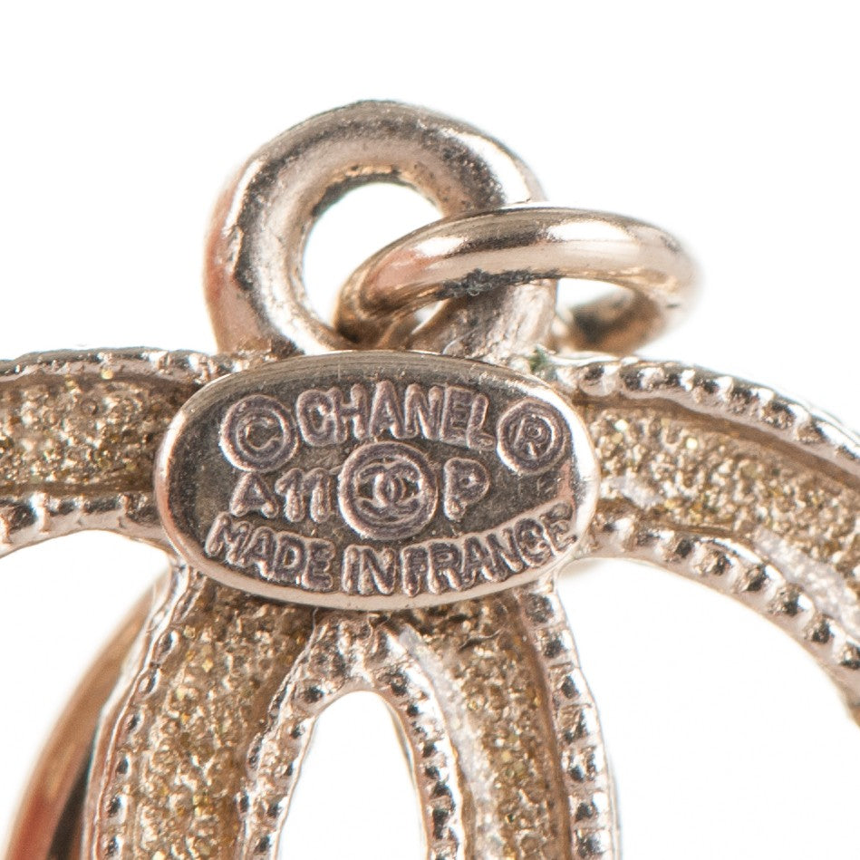 Chanel Crystal CC Drop Earrings Gold 3 of 4