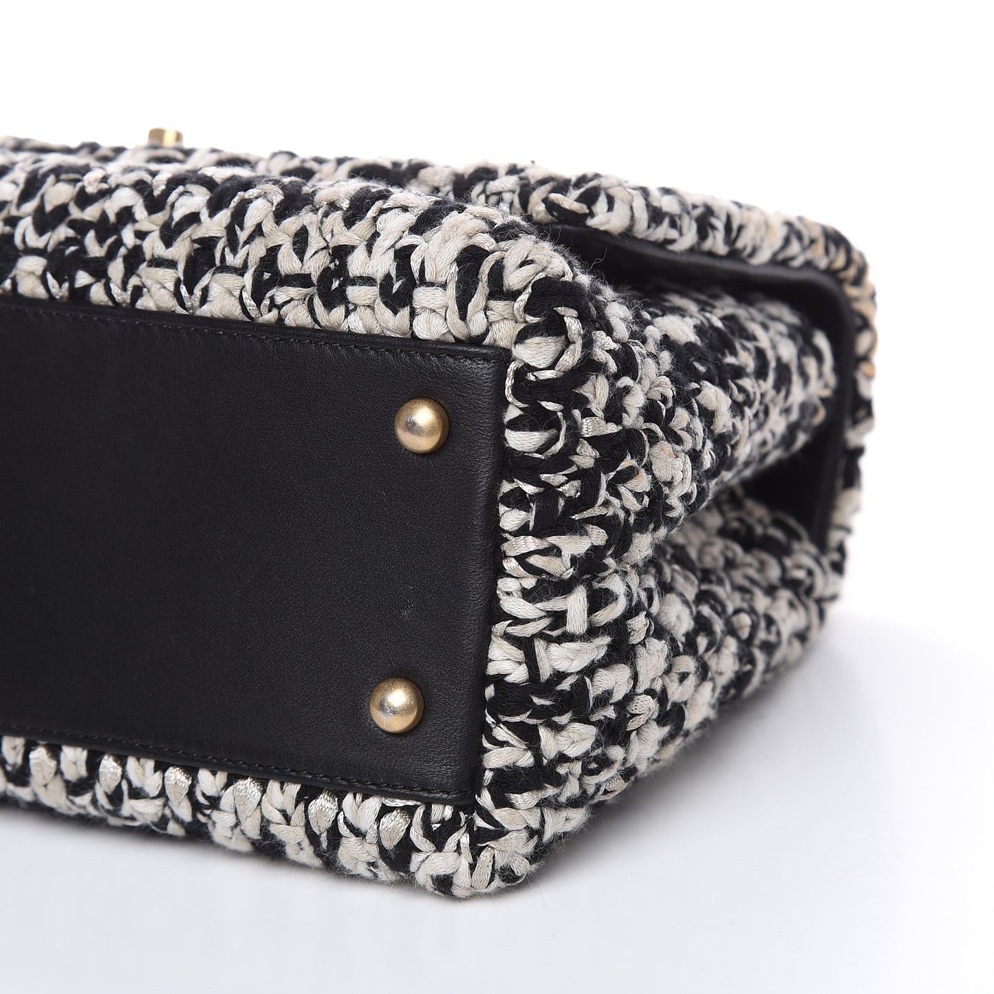 Crochet Small Coco Handle Flap Black Beige