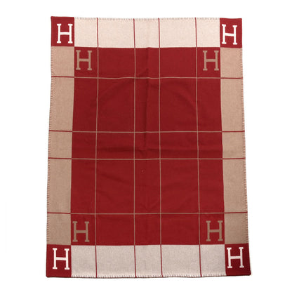 Hermes Wool Cashmere Avalon III Blanket Ecru Rouge H 1 of 4