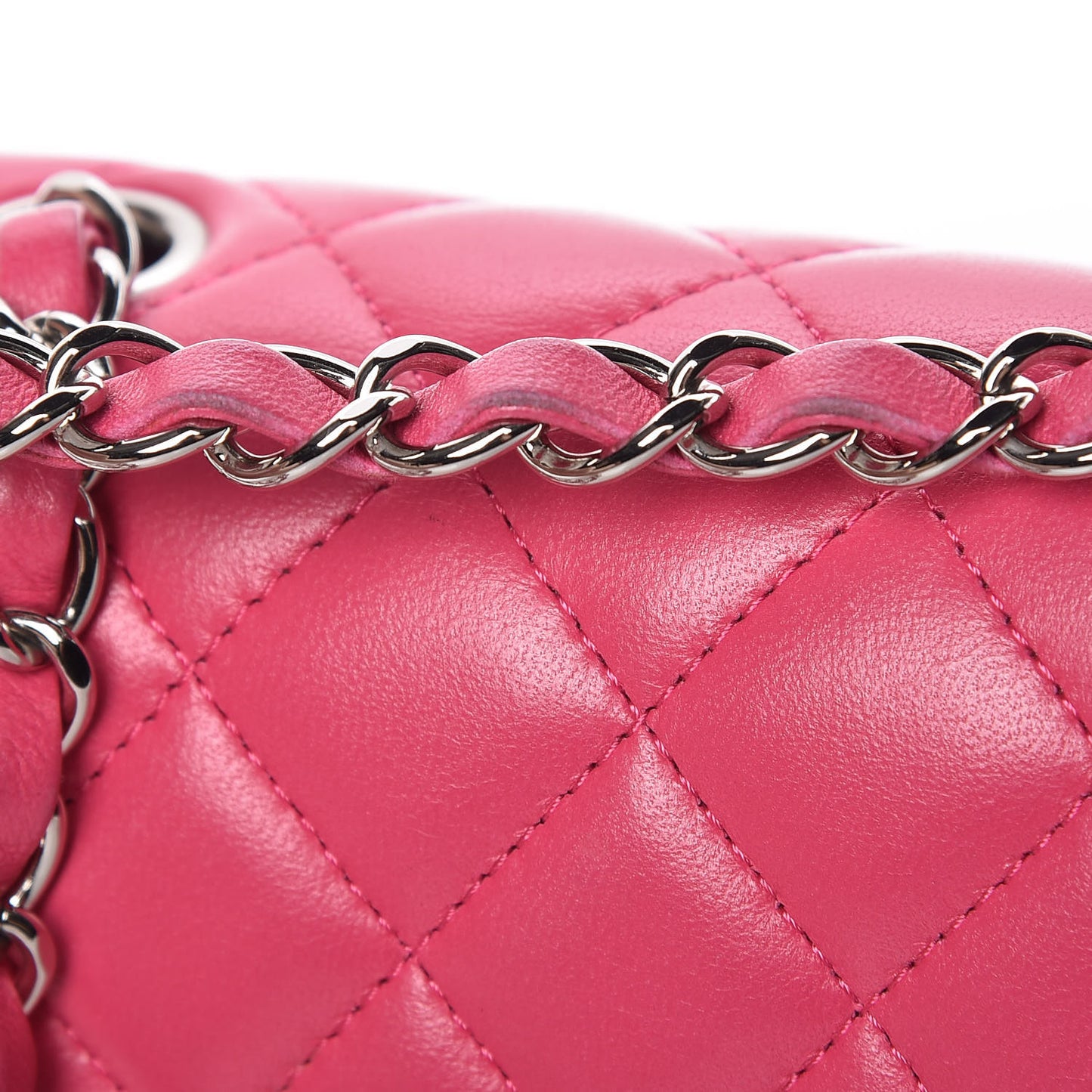 Lambskin Quilted Mini Rectangular Flap Fuchsia