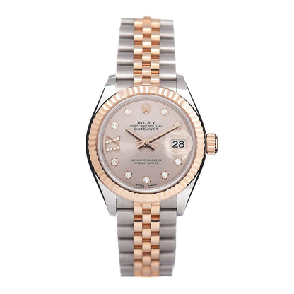 Rolex Stainless Steel 18K Everose Gold Diamond 28mm Oyster Perpetual Datejust Watch Sundust 279171 1 of 5