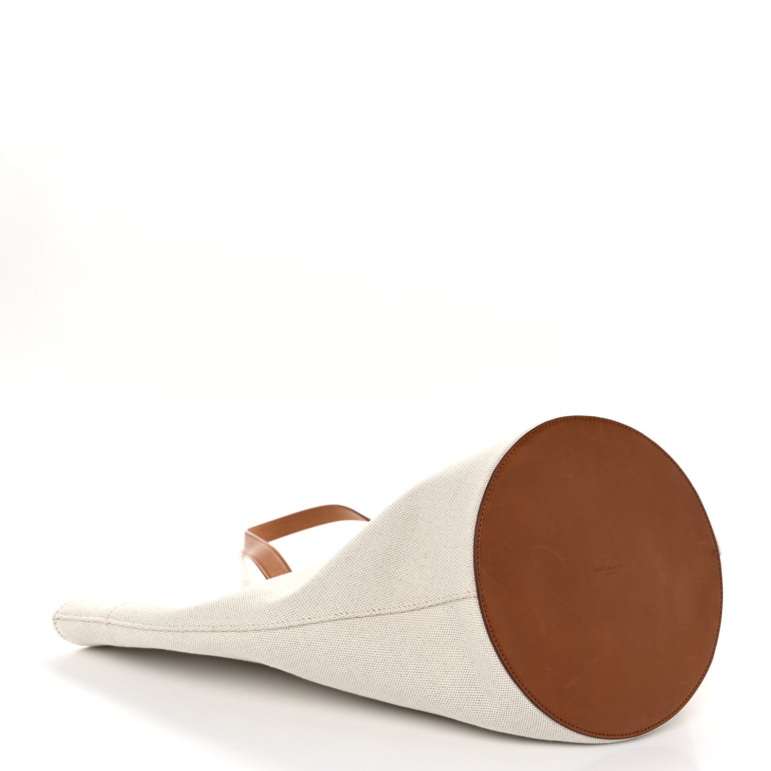 Saint Laurent Linen Calfskin Rive Gauche Tote Greggio Brick 4 of 9