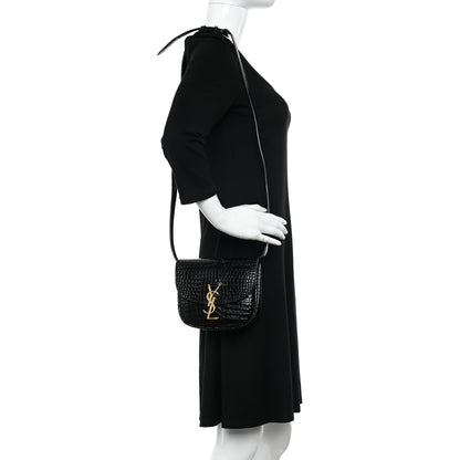 Saint Laurent Crocodile Embossed Calfskin Small Kaia Satchel Black 2 of 9