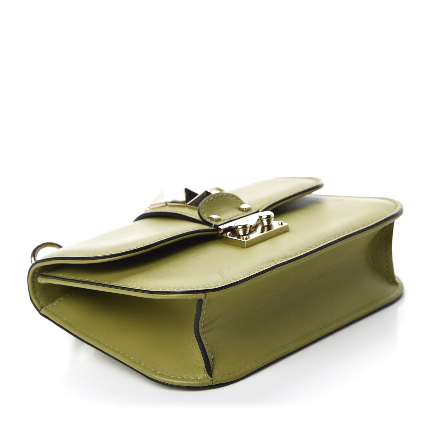 Vitello Small Glam Lock Rockstud Flap Green