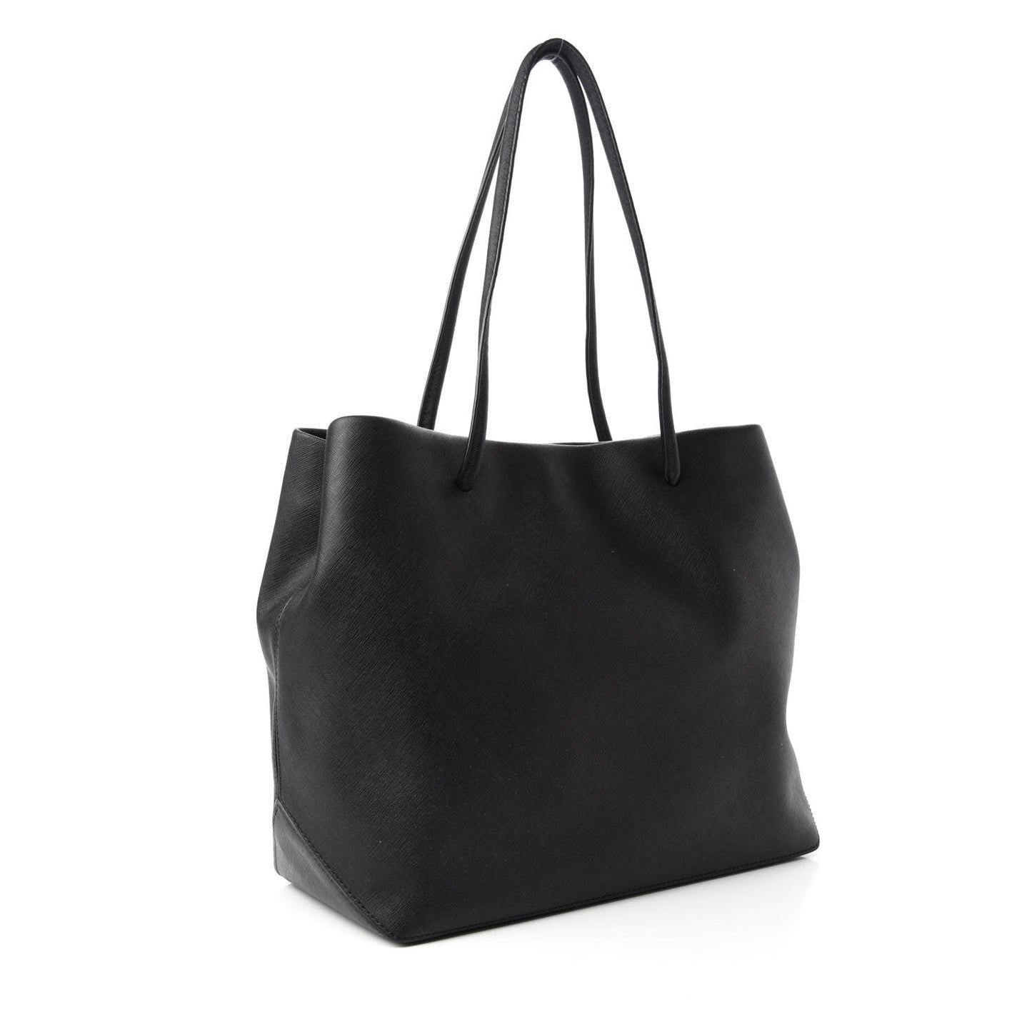Calfskin Embossed Logo East West Shopper Tote Black