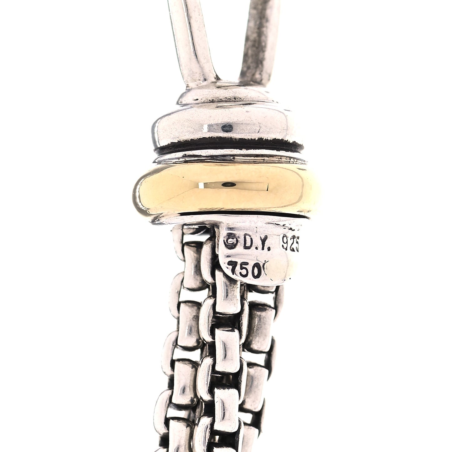 Sterling Silver 18K Yellow Gold Diamond Box Chain Four Strand Necklace