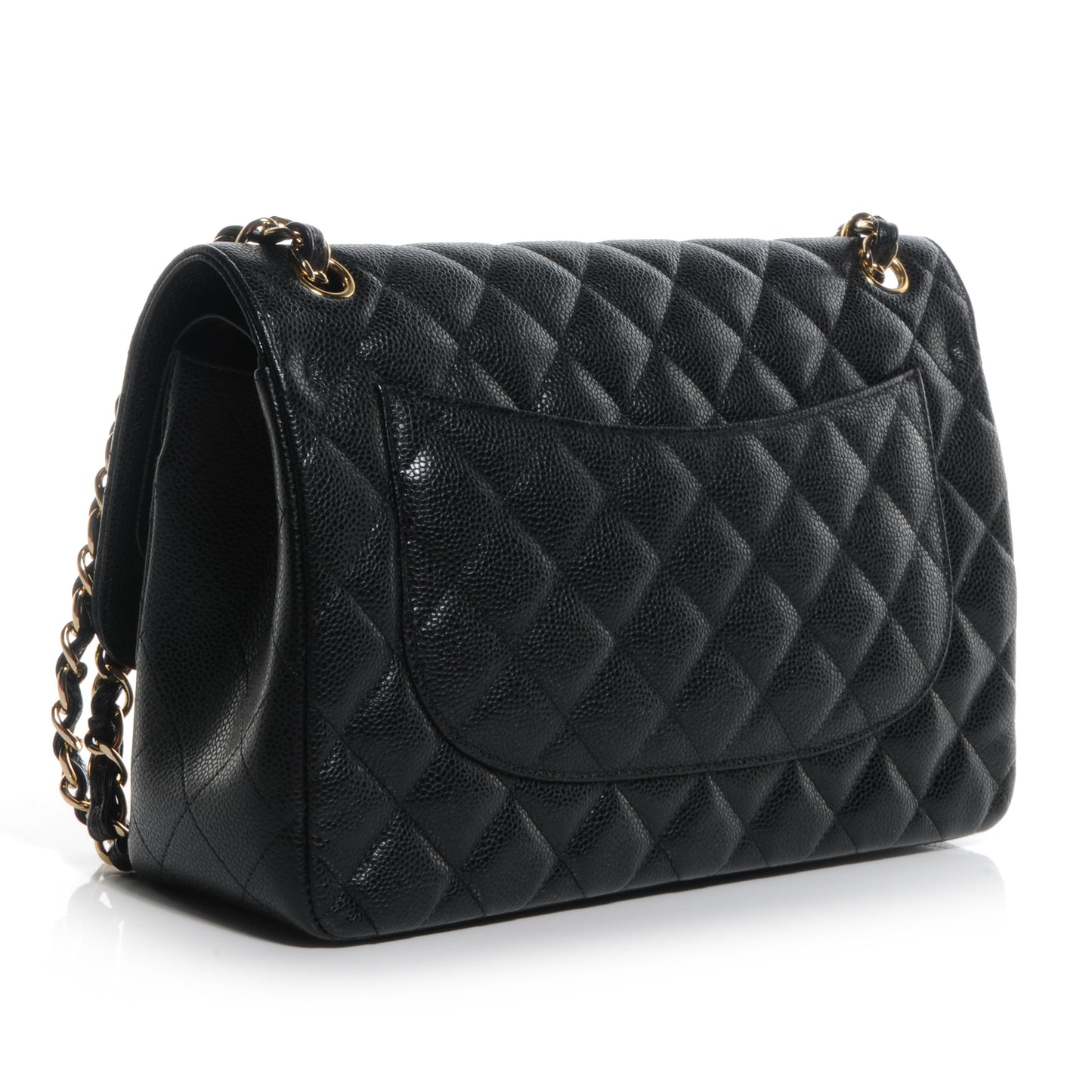 Caviar Quilted Jumbo Double Flap Black