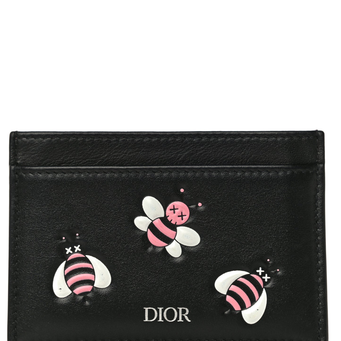 x KAWS Calfskin Bee Card Holder Pink Black