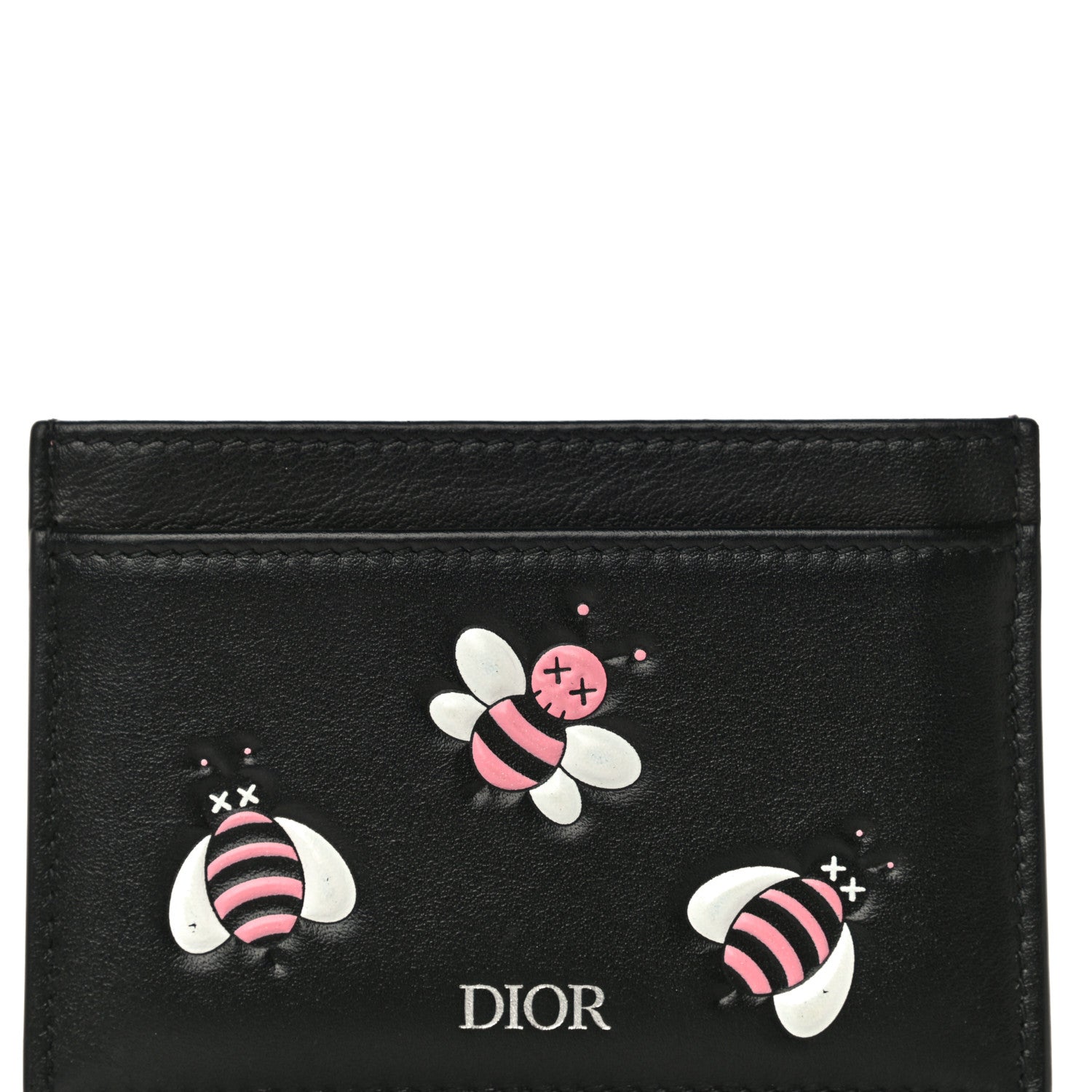 Christian Dior x KAWS Calfskin Bee Card Holder Pink Black 7 of 12