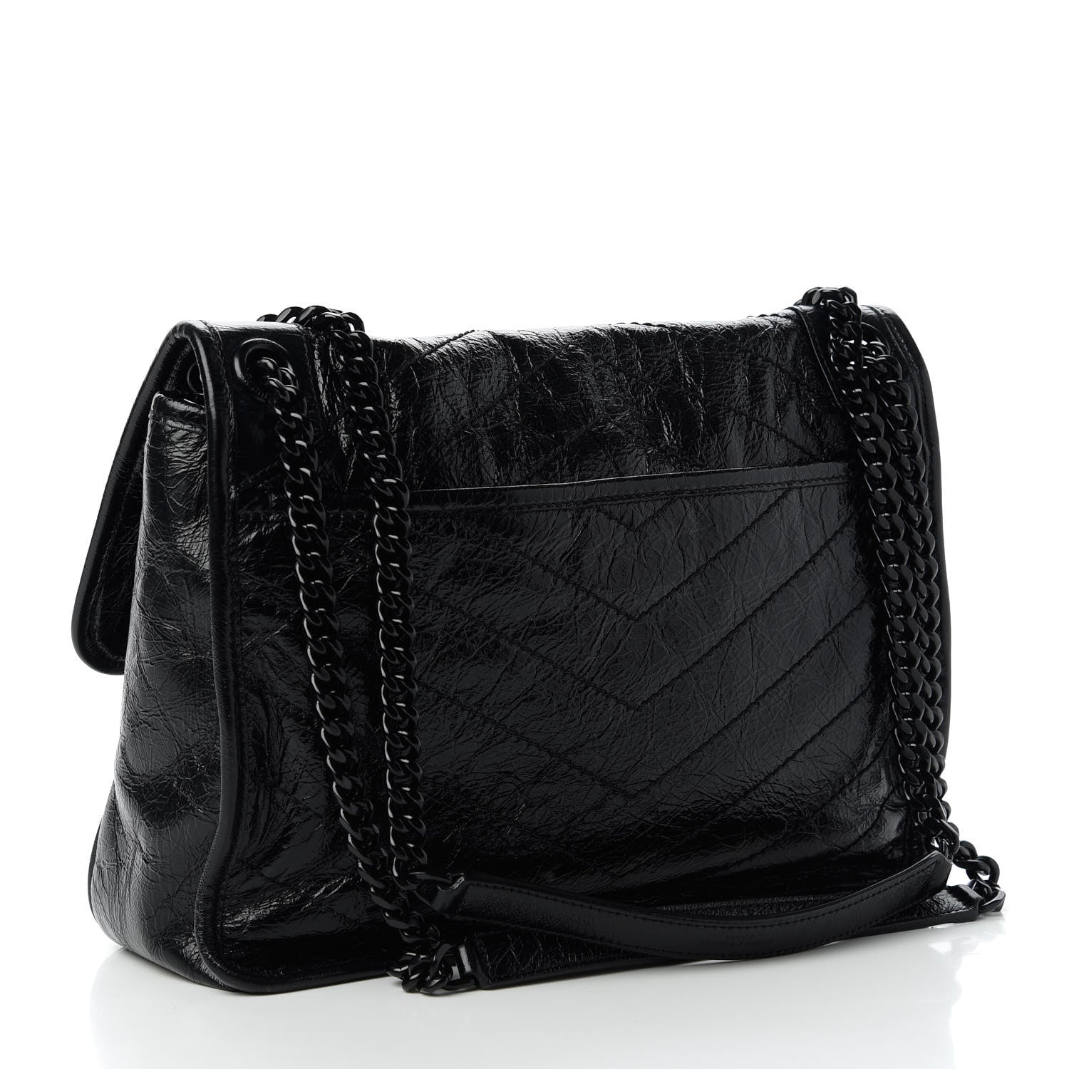 Saint Laurent Crinkled Calfskin Matelasse Monogram Medium Niki Chain Satchel Black 3 of 10