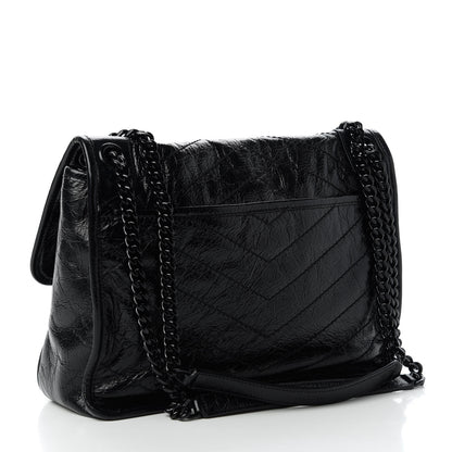 Saint Laurent Crinkled Calfskin Matelasse Monogram Medium Niki Chain Satchel Black 3 of 10