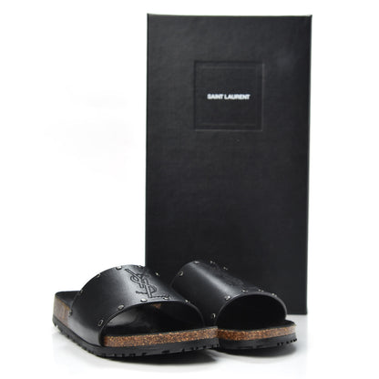 Saint Laurent Calfskin Suede Joan Slide Sandals 35.5 Black 10 of 10