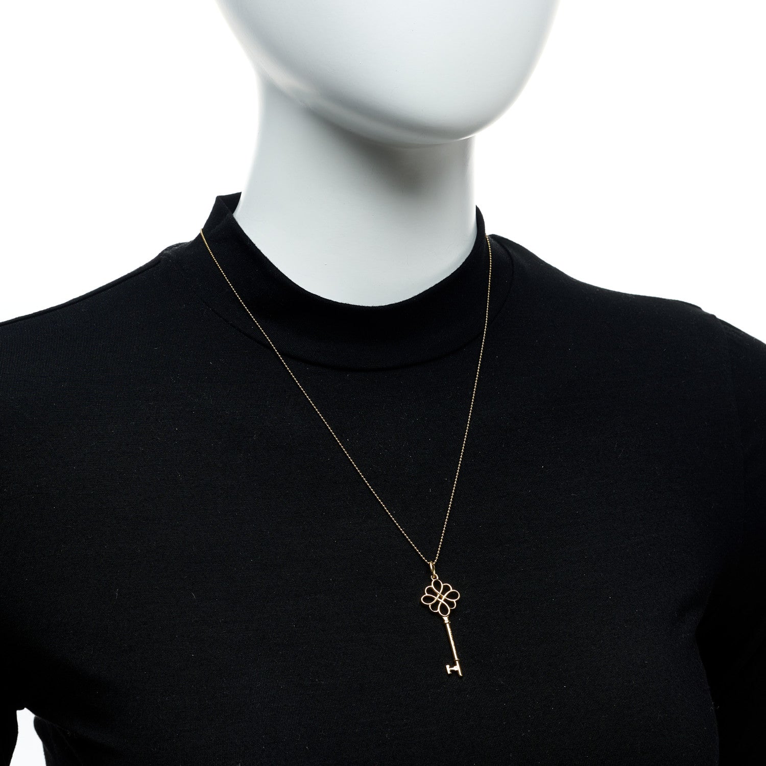 Tiffany 18K Yellow Gold Knot Key Pendant Necklace 2 of 6