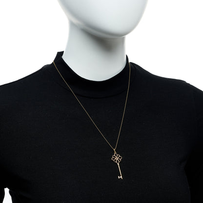 Tiffany 18K Yellow Gold Knot Key Pendant Necklace 2 of 6