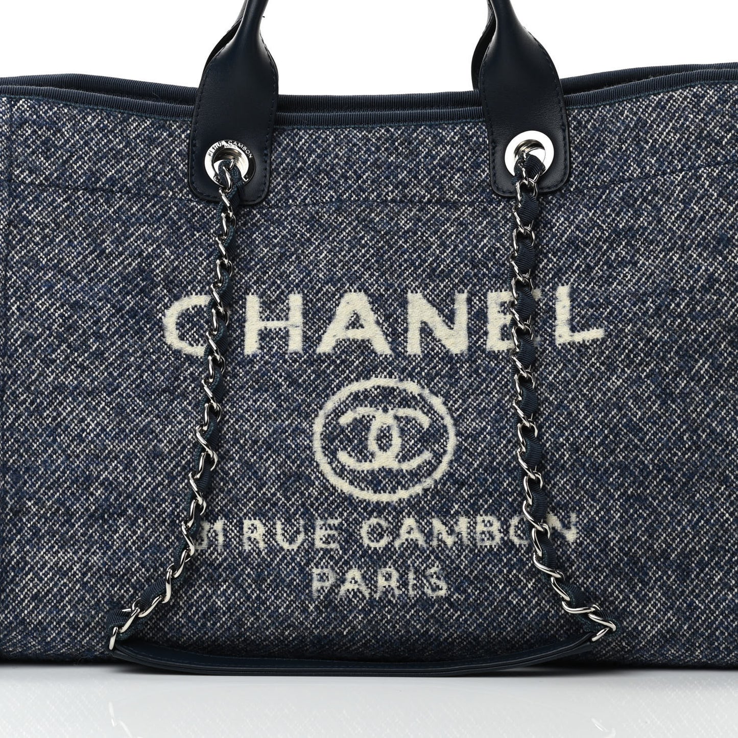 Mixed Fibers Calfskin Medium Deauville Tote Blue