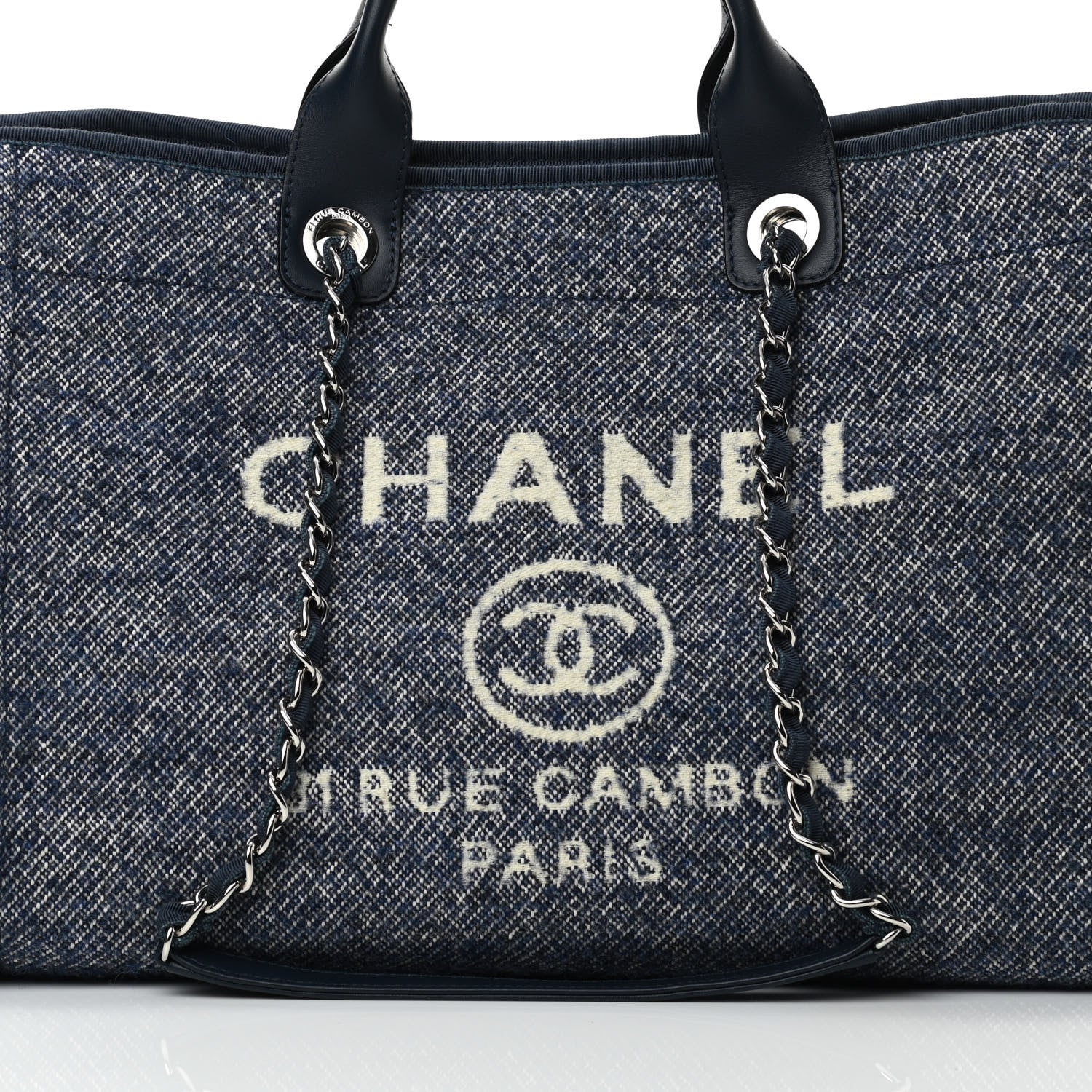 Chanel Mixed Fibers Calfskin Medium Deauville Tote Blue 8 of 11