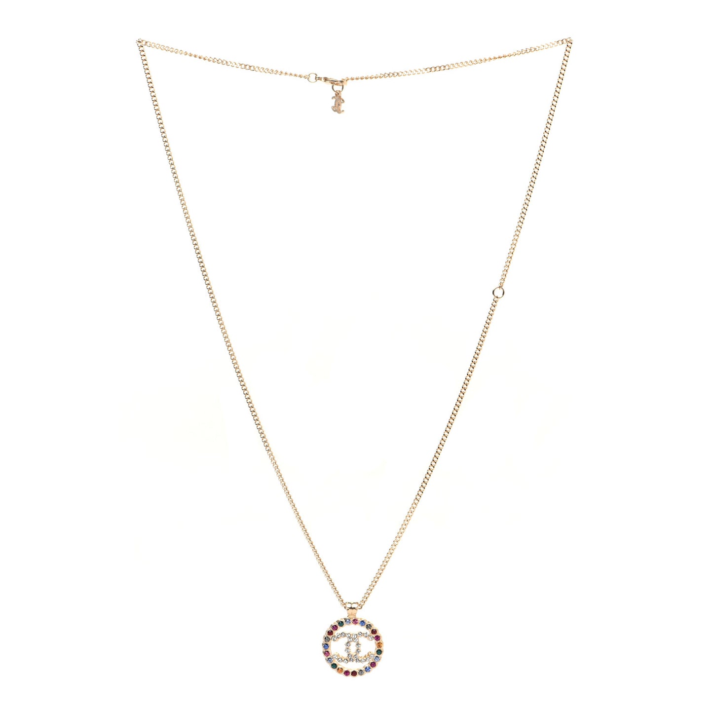 Crystal Over The Rainbow CC Pendant Necklace Gold Multicolor