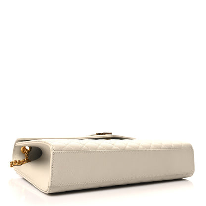 Saint Laurent Grain De Poudre Textured Mixed Matelasse Large Triquilt Monogram Satchel Crema Soft 4 of 11