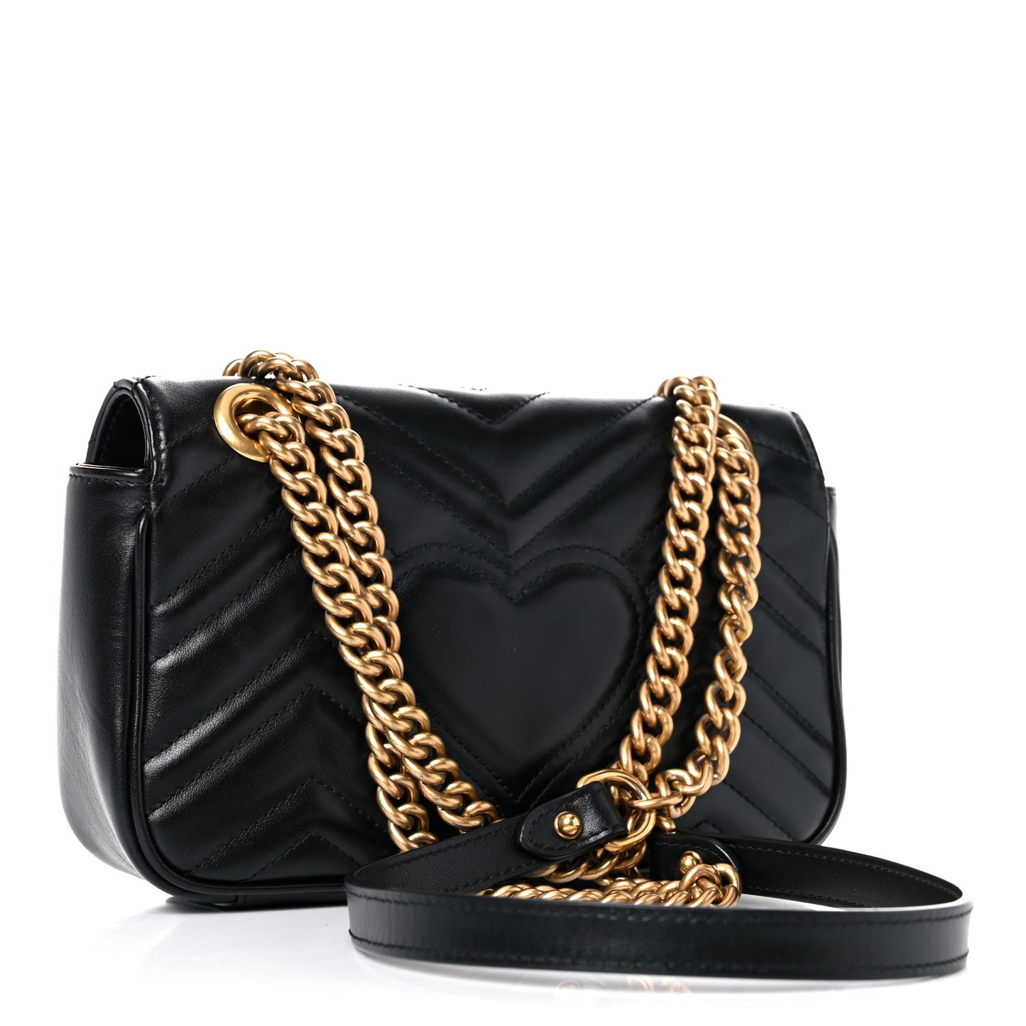 Calfskin Matelasse Mini GG Marmont Shoulder Bag Black