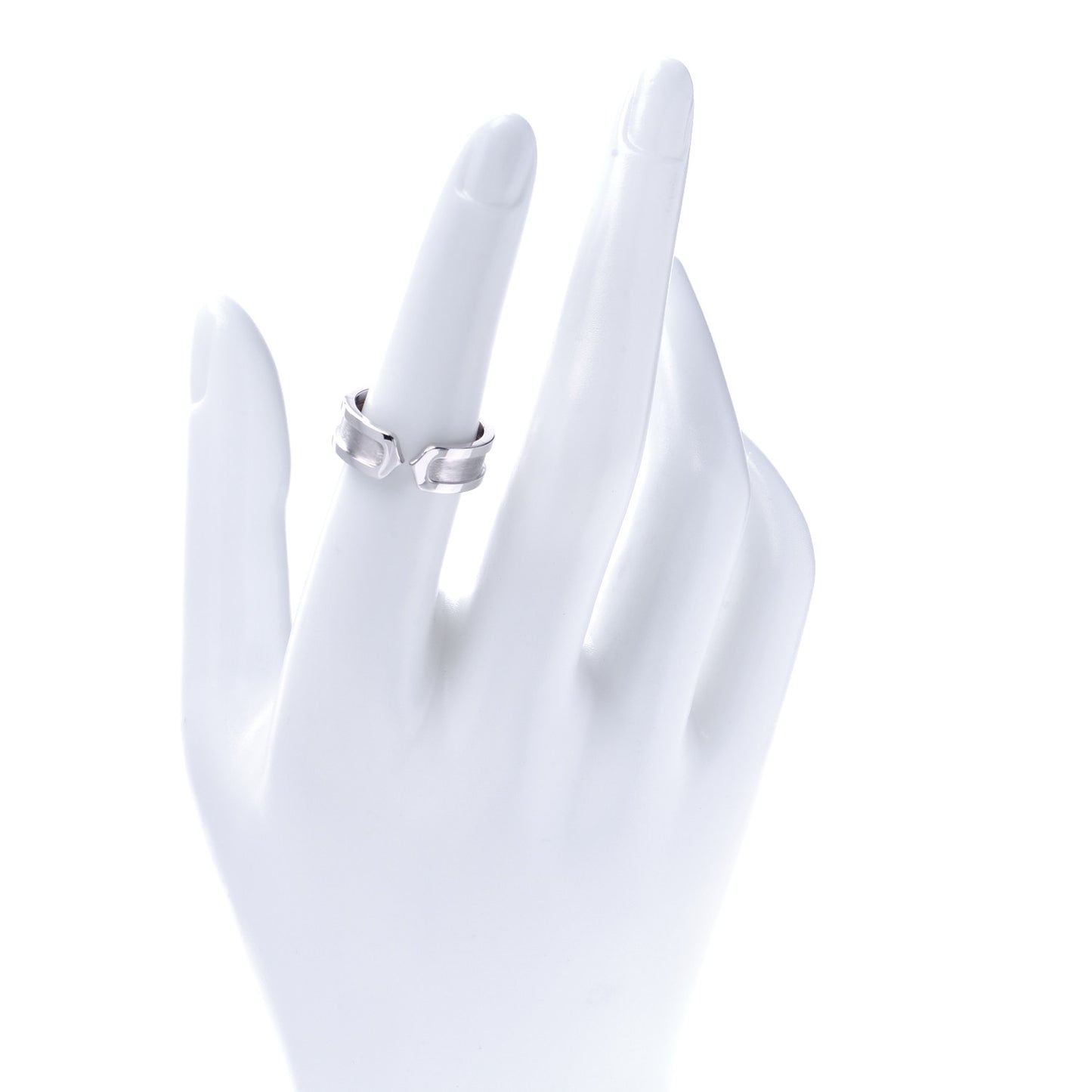 18K White Gold 6.5mm C De Cartier Ring 53 6.5