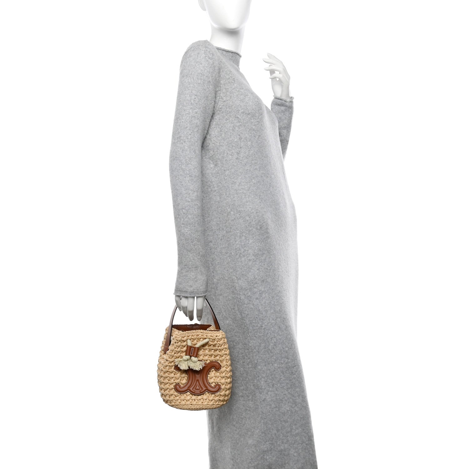 Celine Raffia Calfskin Drawstring Teen Natural Tan 2 of 11