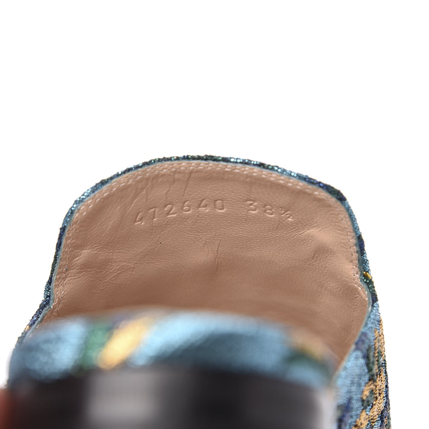 Iridescent Brocade Womens Princetown Slippers 38.5 Azure Multicolor Oro