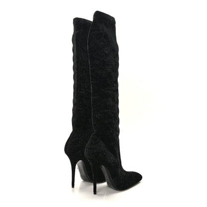 Saint Laurent Velvet Ella 110 Knee High Boots 39 Black 4 of 7