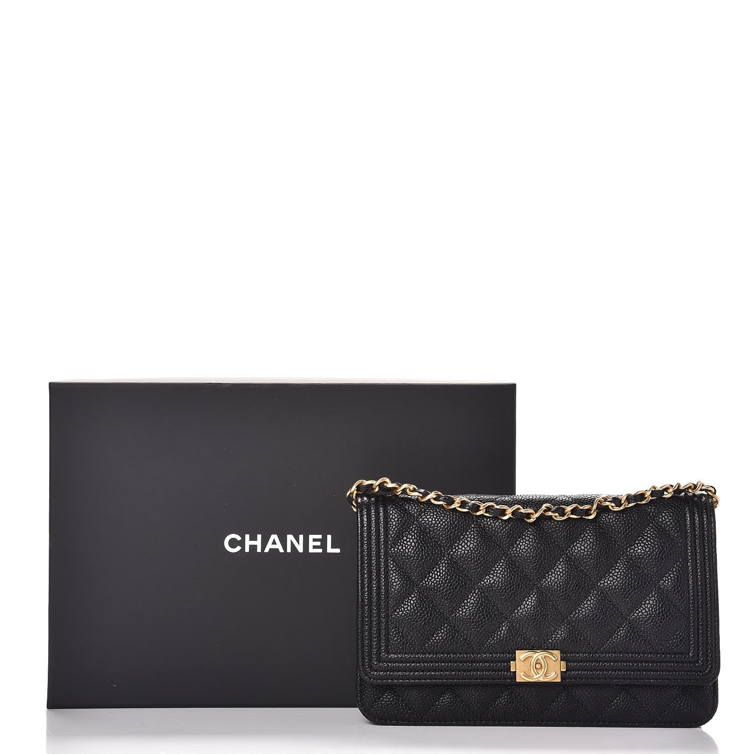 Chanel Caviar Quilted Boy Wallet On Chain WOC Black 20 of 20