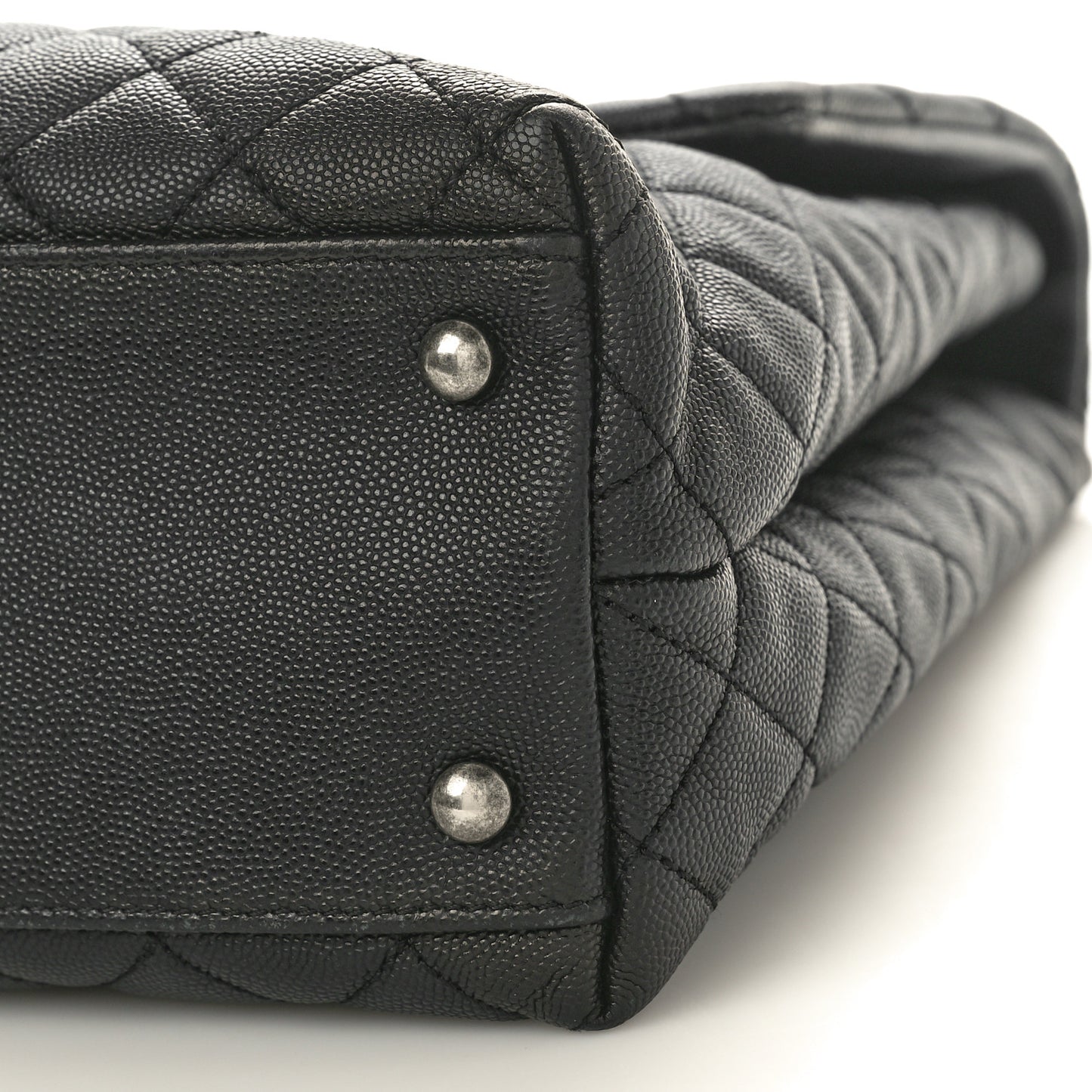 Caviar Lizard Quilted Large Coco Handle Flap Black