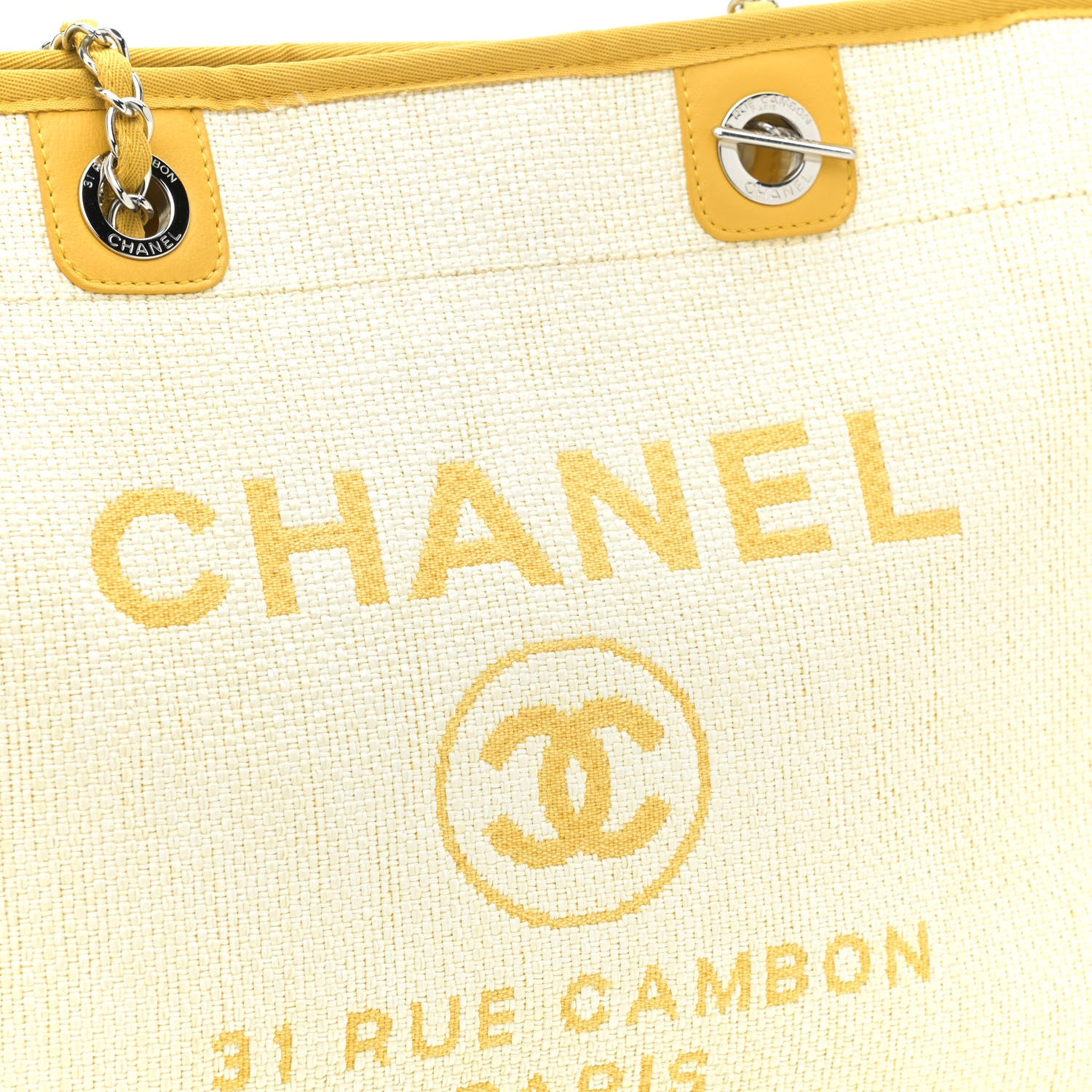 Chanel Woven Straw Raffia Small Deauville Tote Yellow 10 of 10