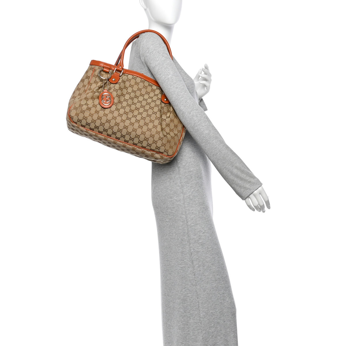 Monogram Medium Sukey Top Handle Tote Beige Orange