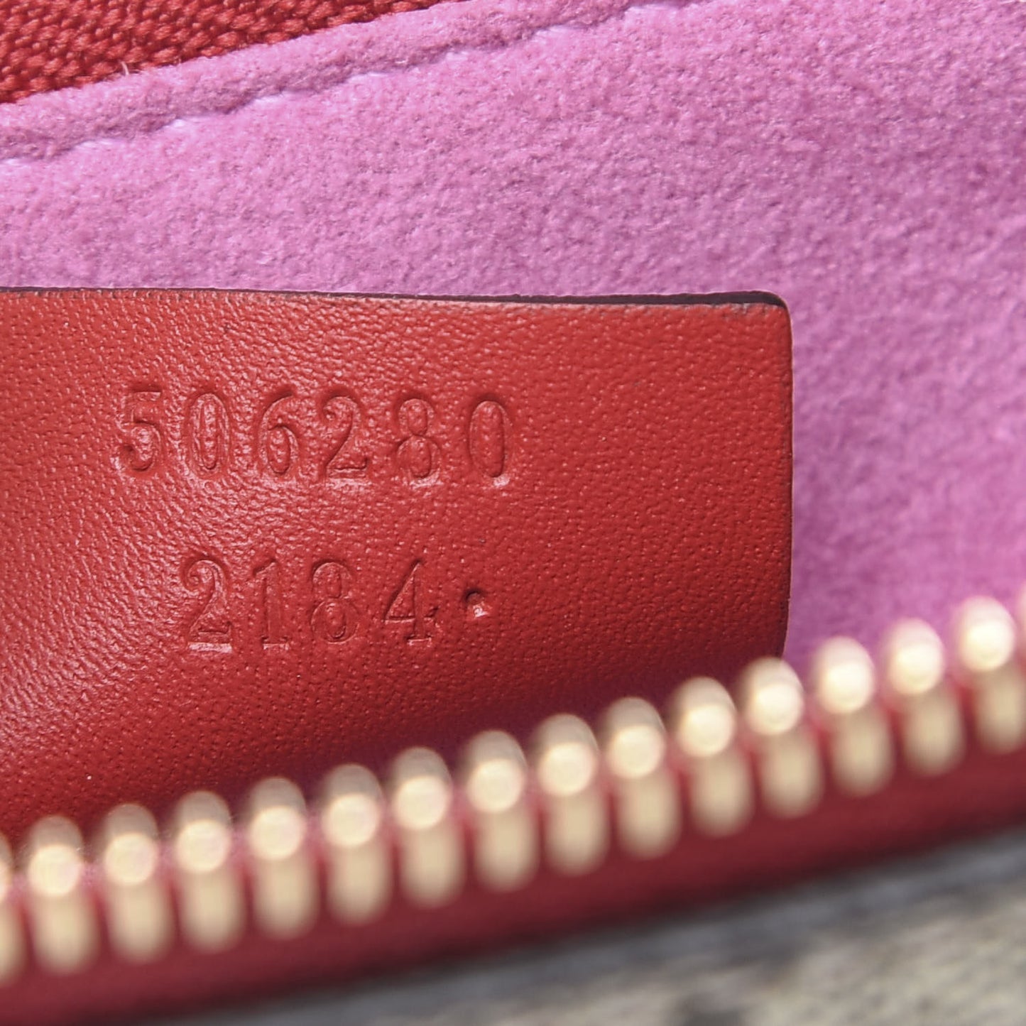 GG Supreme Monogram Bosco Patch Zip Pouch Beige Malva Hibiscus Red