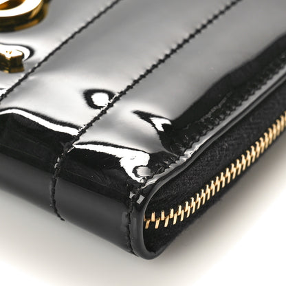Saint Laurent Patent Matelasse Monogram Vicky Zip Around Card Holder Black 8 of 9