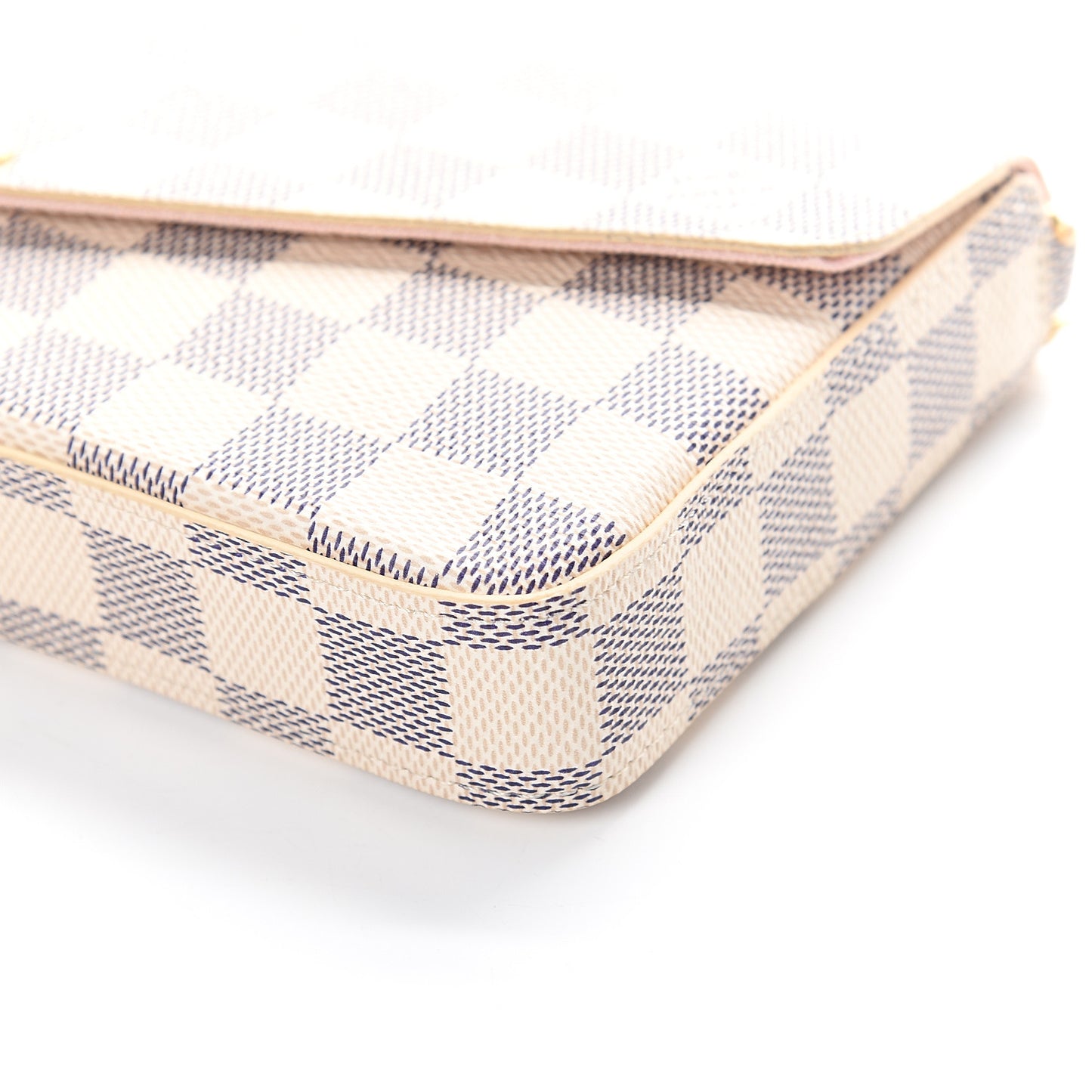 Damier Azur Pochette Felicie Chain Wallet Rose Ballerine