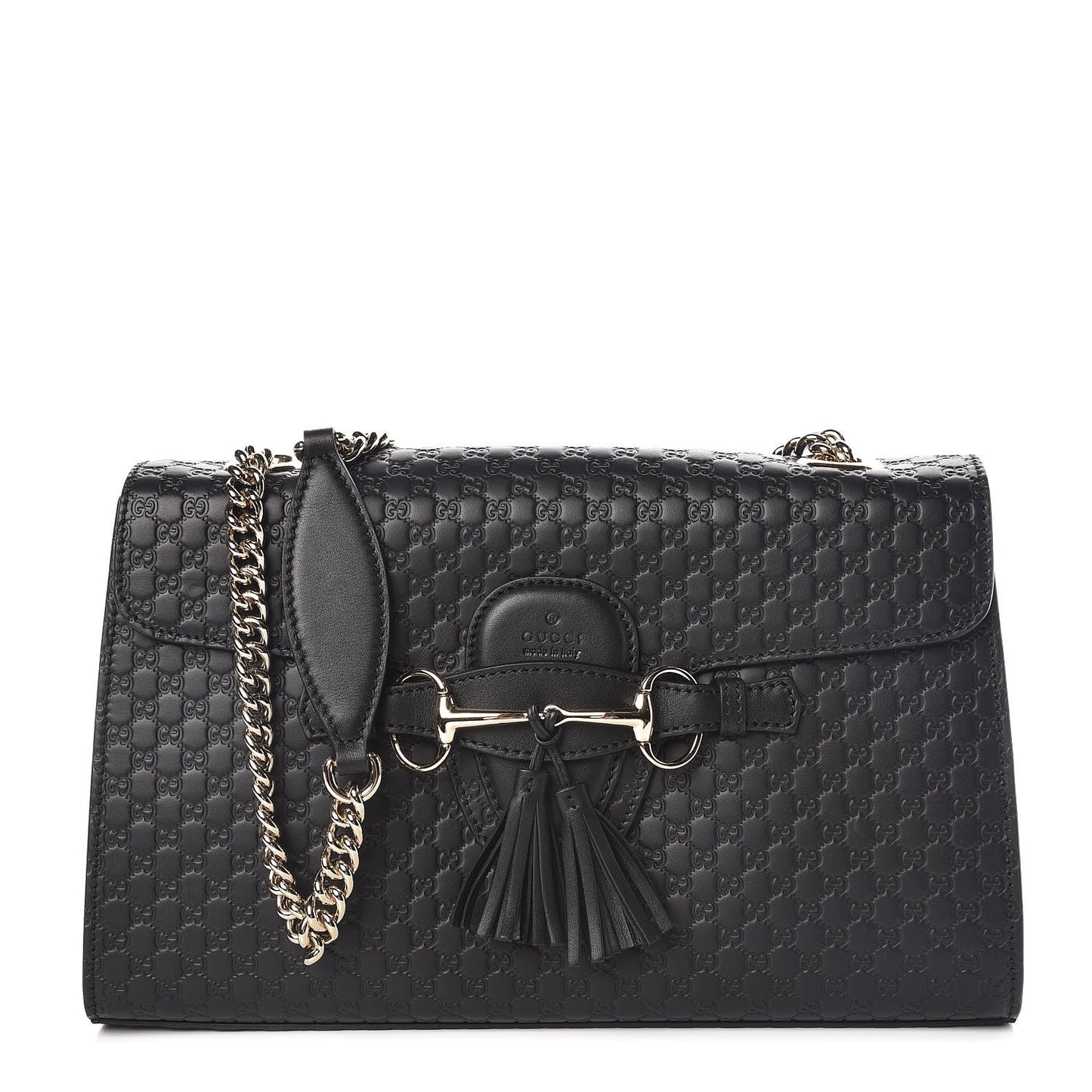 Microguccissima Medium Emily Chain Shoulder Bag Black