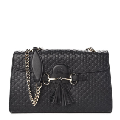 Gucci Microguccissima Medium Emily Chain Shoulder Bag Black 1 of 9