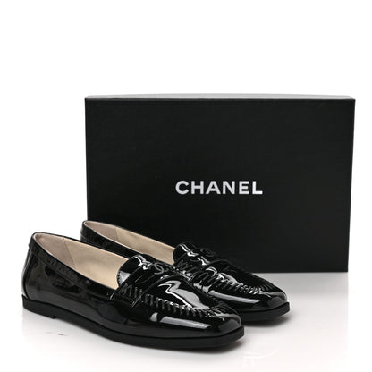 Chanel Patent CC Mocassin Loafers 38 Black 9 of 9