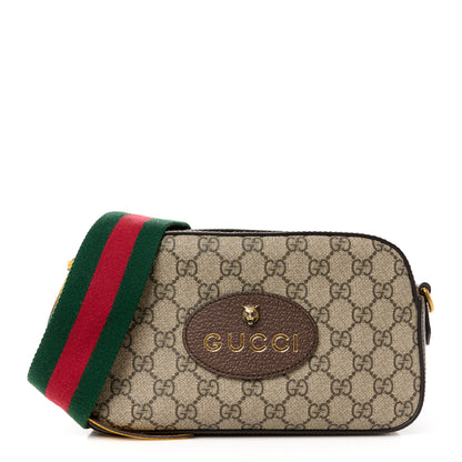 Gucci GG Supreme Monogram Web Neo Vintage Shoulder Bag Beige New Acero Crop 1 of 11