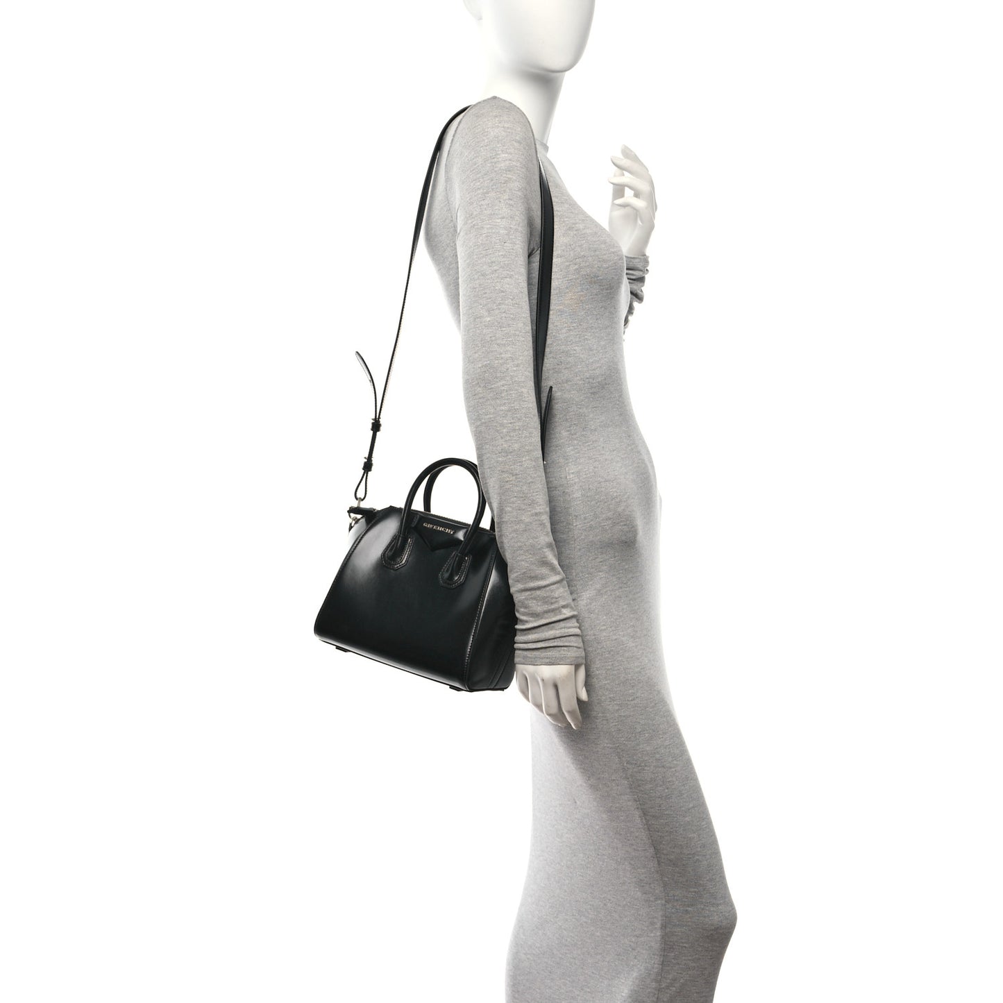 Shiny Lord Calfskin Mini Antigona Black