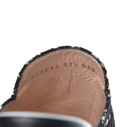 Gucci Lace Malaga Kid Womens Princetown Slippers 37.5 Black Skin Rose 7 of 9