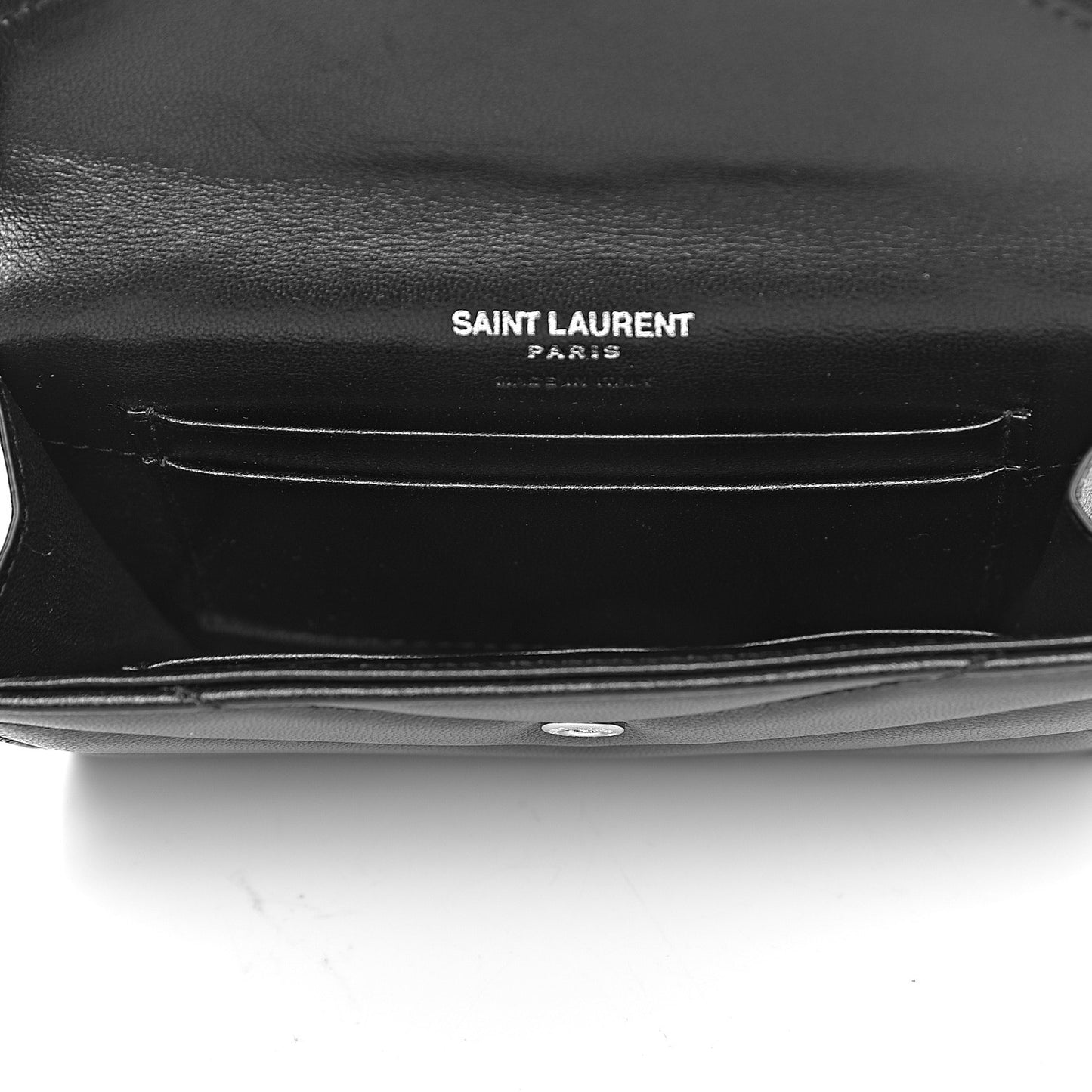 Lambskin Y Quilted Monogram Small Loulou Envelope Wallet Black