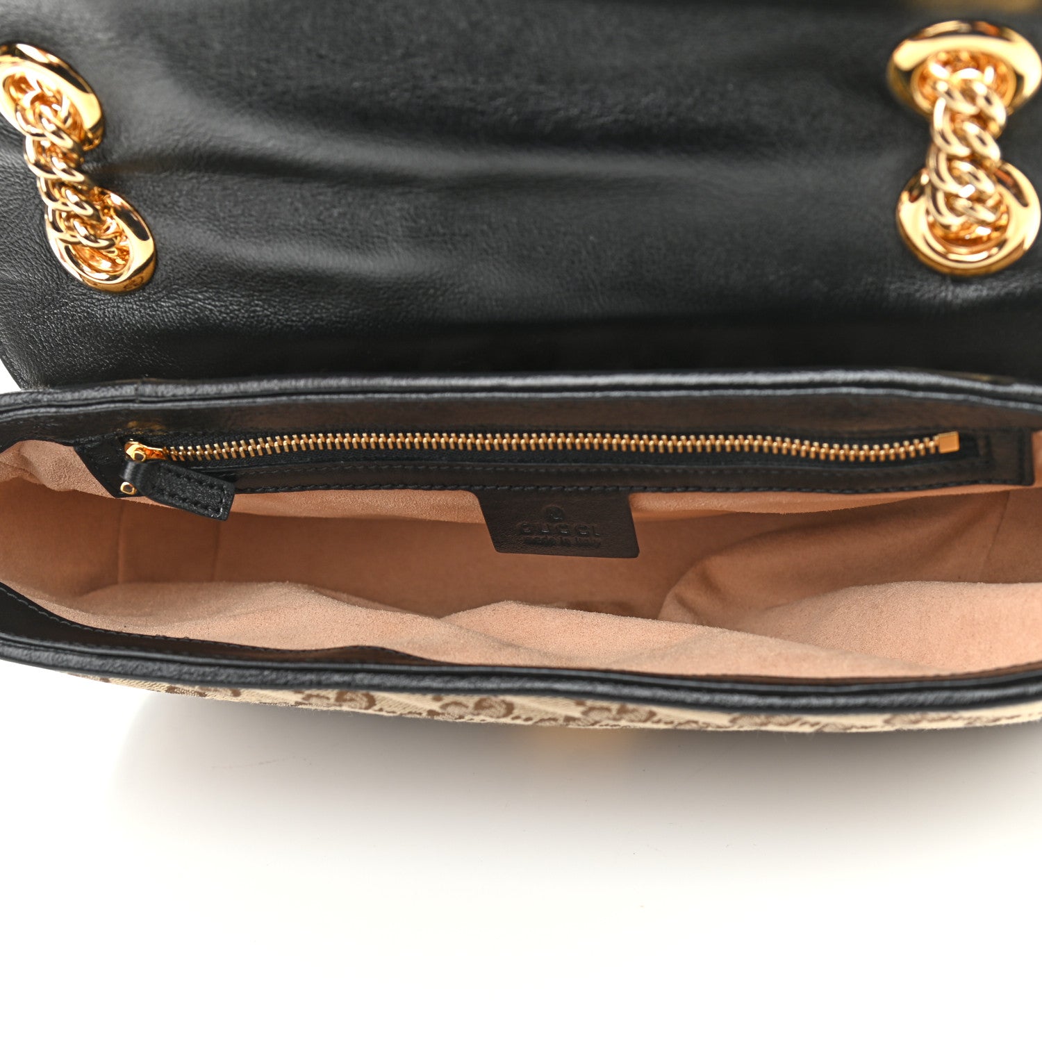 Gucci Monogram Matelasse Diagonal Small GG Marmont Shoulder Bag Beige Black 5 of 9