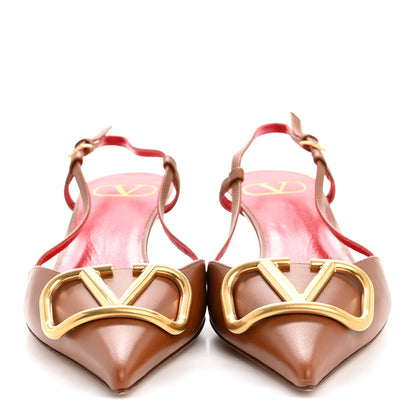 Valentino Garavani Calfskin Vlogo Slingback 40mm Pumps 36.5 Gingerbread 3 of 10