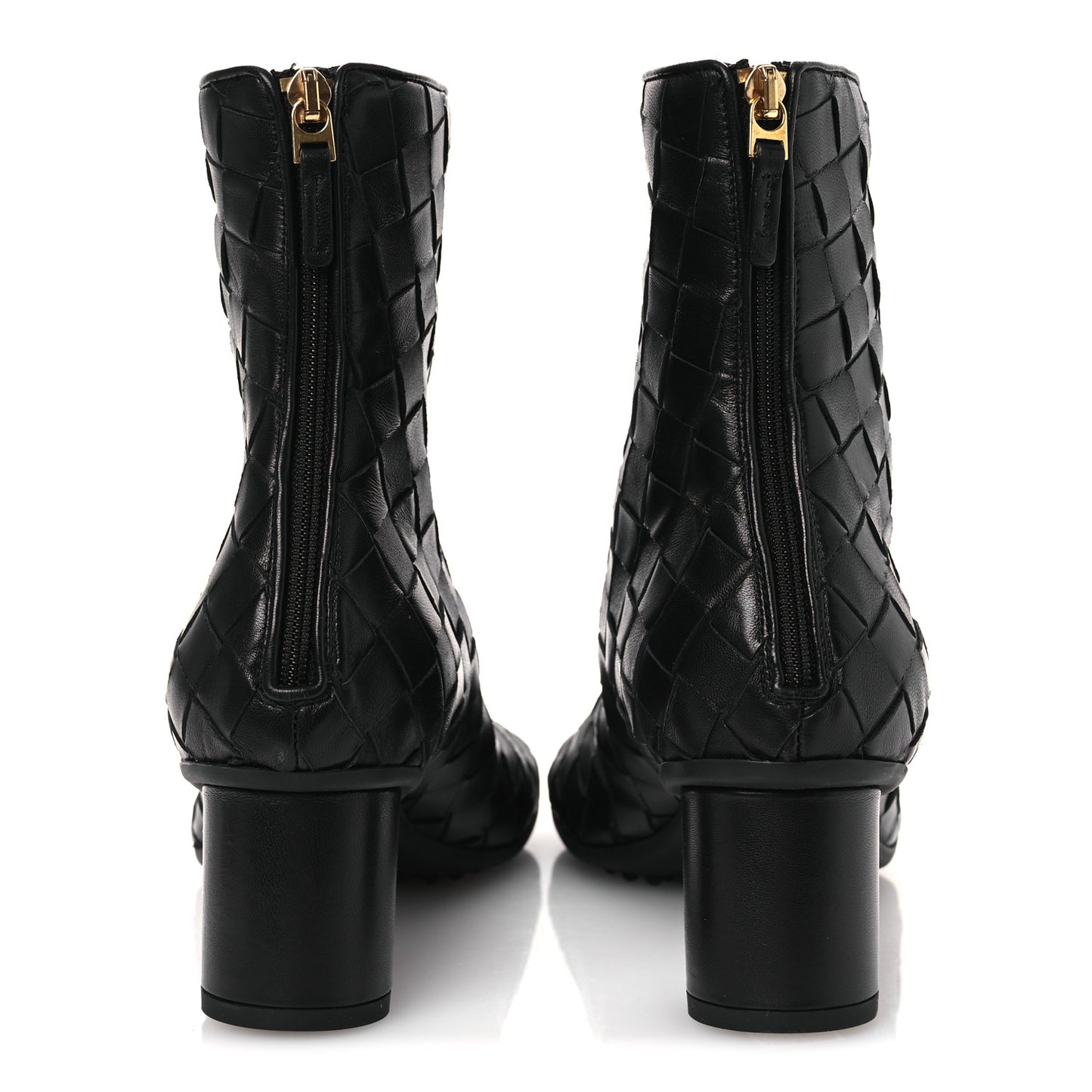 Lambskin Intrecciato Atomic Mid Heel Ankle 40 Black