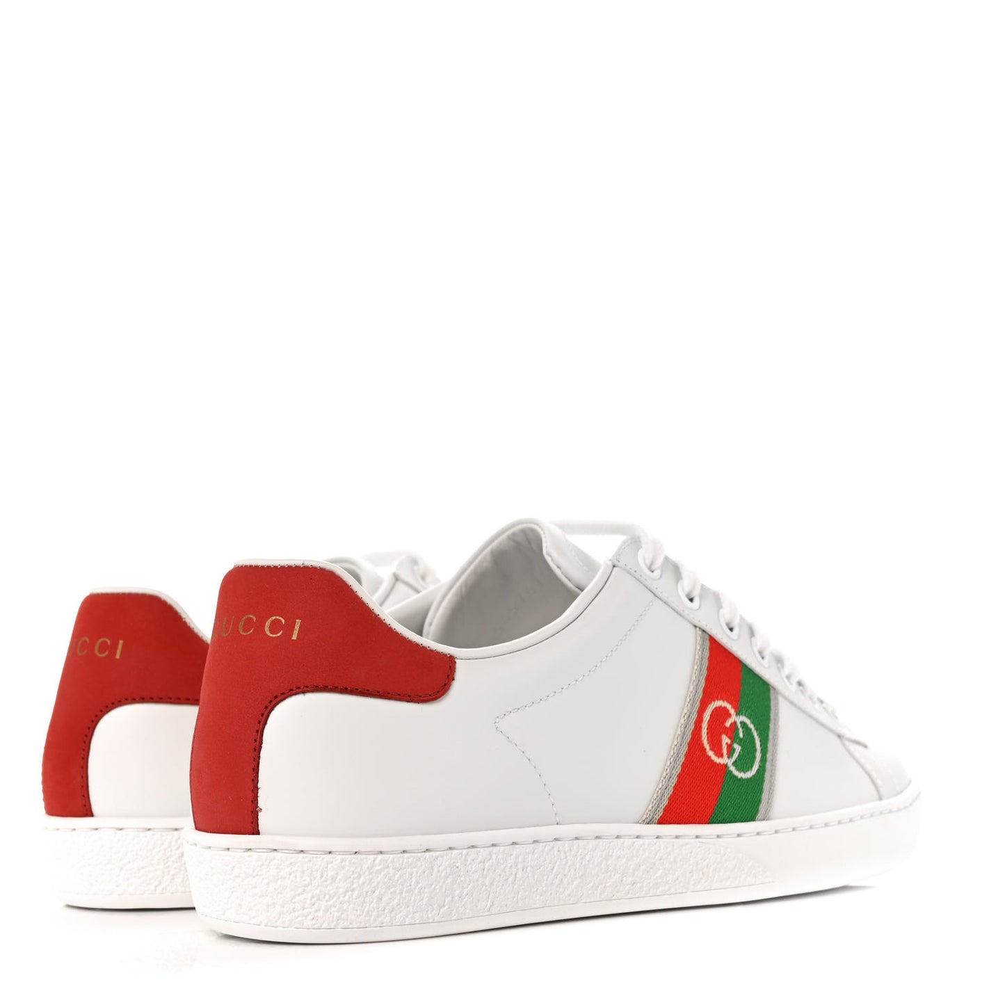 Calfskin Web Interlocking G Womens Ace Sneakers 38 White